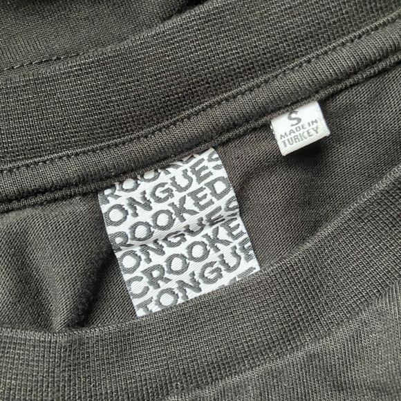 Crooked Tongues long sleeve t shirt, screen print abstract graphic, rainbow - Picture 4 of 6